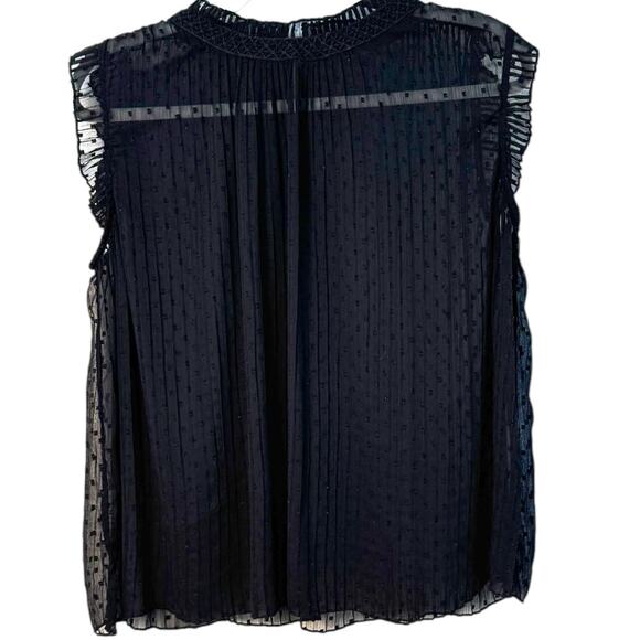 Adrianna Papell Women's Swiss Dot Pleated Sleeveless Blouse - Picture 3 of 14